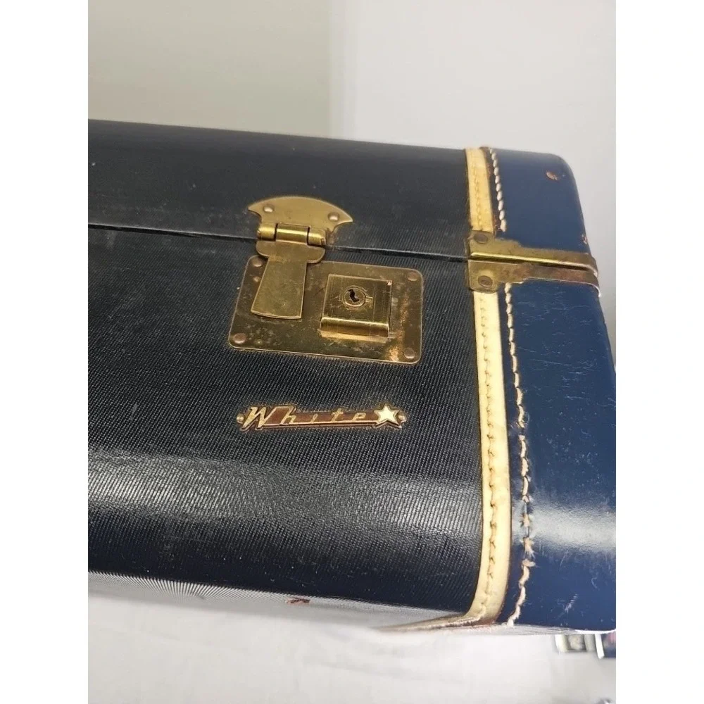 Rare White Star vintage suitcase‎ Mechanism Inside 1950s Good Condition